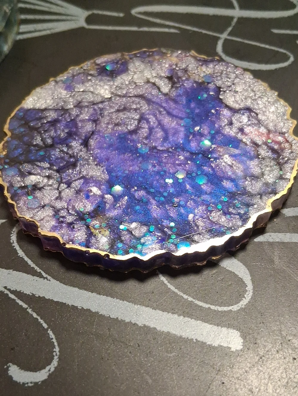 Handmade Galaxy Coaster Set - Purple & Navy Blue